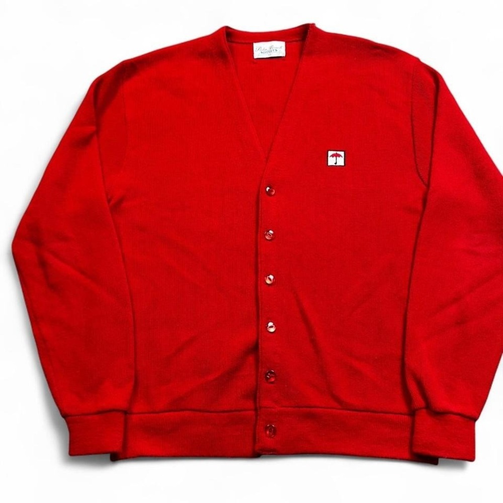 Vintage palm beach sports‎ preppy academia cardigan tennis golf sweater size XL